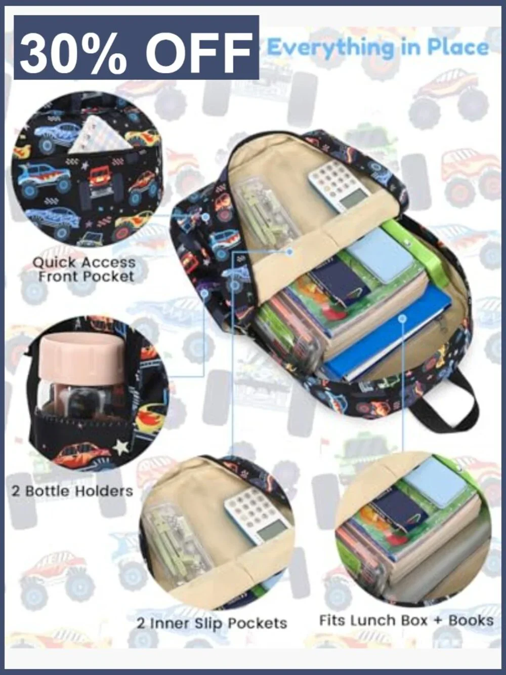 Kids Backpack for Boys Ages 3-8, Pre K Toddler School Bookbag